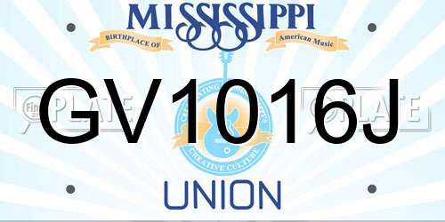 GV1016J Mississippi License Plate
