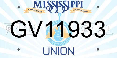 GV11933 Mississippi License Plate