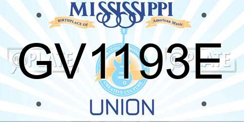 GV1193E Mississippi License Plate