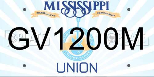 GV1200M Mississippi License Plate