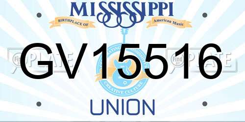 GV15516 Mississippi License Plate