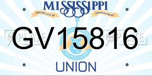 GV15816 Mississippi License Plate