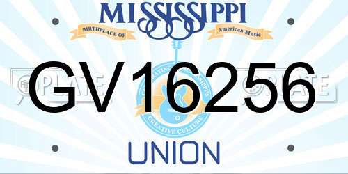 GV16256 Mississippi License Plate