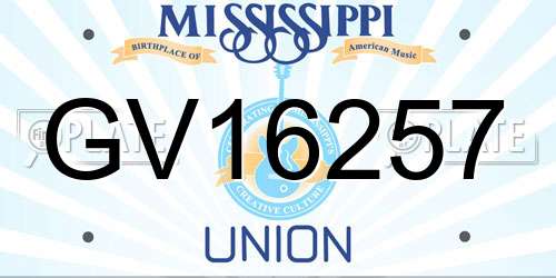 GV16257 Mississippi License Plate