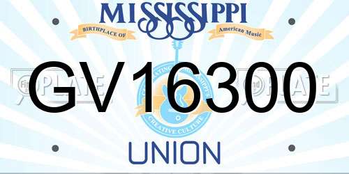 GV16300 Mississippi License Plate