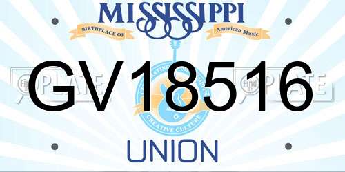 GV18516 Mississippi License Plate