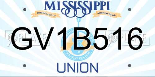 GV1B516 Mississippi License Plate