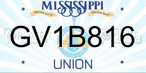 GV1B816 Mississippi License Plate