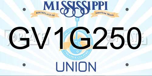 GV1G250 Mississippi License Plate