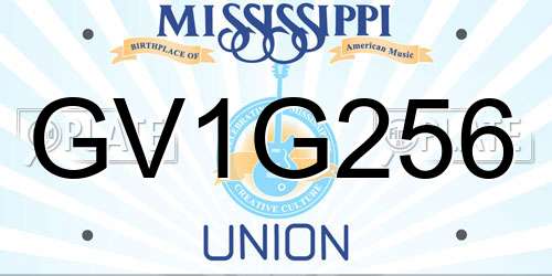 GV1G256 Mississippi License Plate