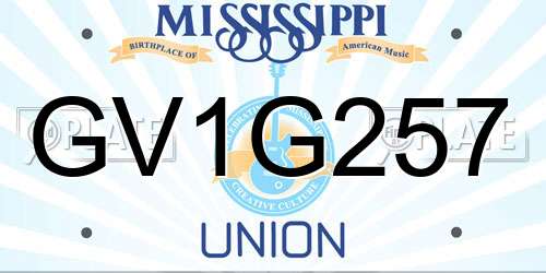 GV1G257 Mississippi License Plate