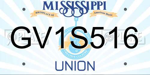 GV1S516 Mississippi License Plate