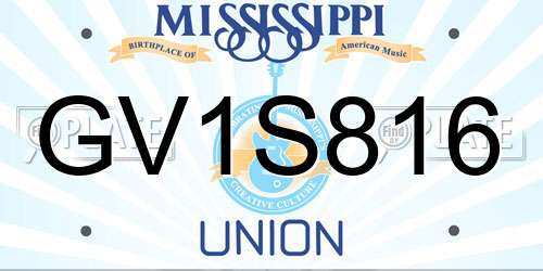 GV1S816 Mississippi License Plate