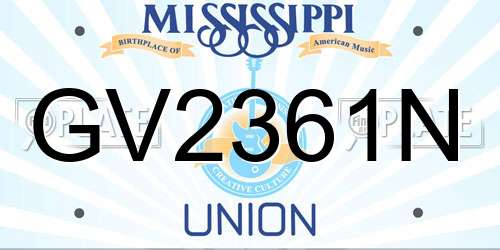 GV2361N Mississippi License Plate