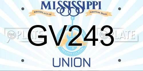 GV243 Mississippi License Plate