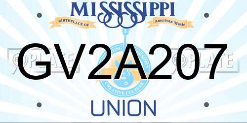 GV2A207 Mississippi License Plate