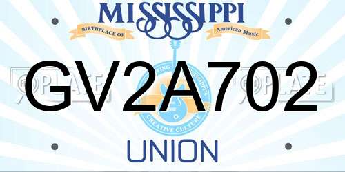 GV2A702 Mississippi License Plate