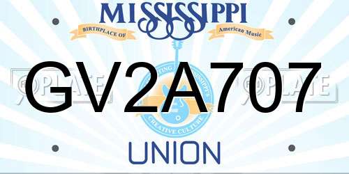 GV2A707 Mississippi License Plate