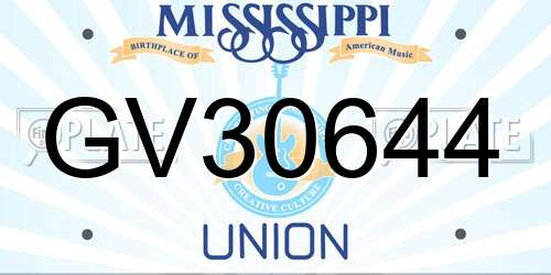 GV30644 Mississippi License Plate