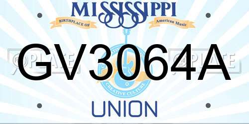 GV3064A Mississippi License Plate