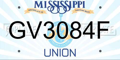 GV3084F Mississippi License Plate
