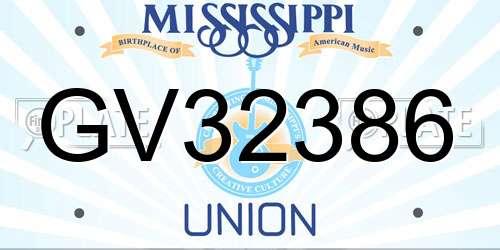 GV32386 Mississippi License Plate