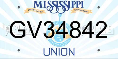 GV34842 Mississippi License Plate