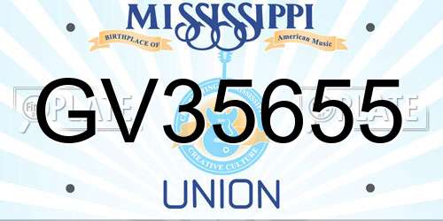 GV35655 Mississippi License Plate
