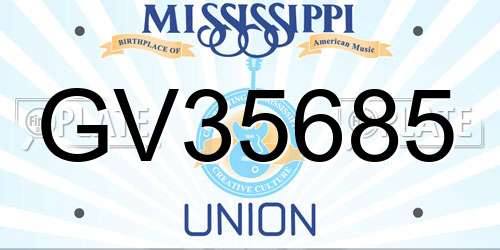 GV35685 Mississippi License Plate