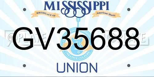 GV35688 Mississippi License Plate