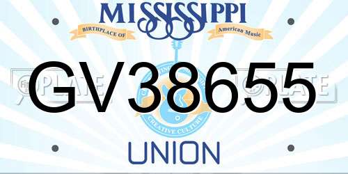 GV38655 Mississippi License Plate