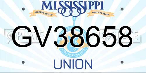 GV38658 Mississippi License Plate