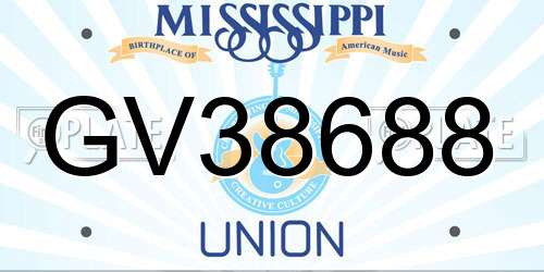 GV38688 Mississippi License Plate