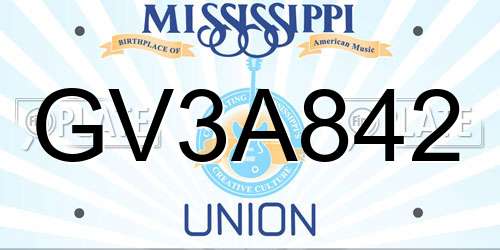 GV3A842 Mississippi License Plate