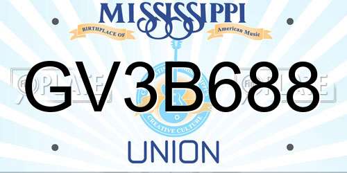 GV3B688 Mississippi License Plate