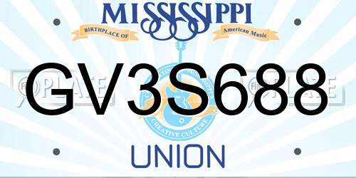 GV3S688 Mississippi License Plate