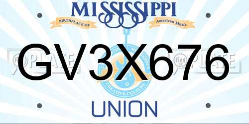 GV3X676 Mississippi License Plate