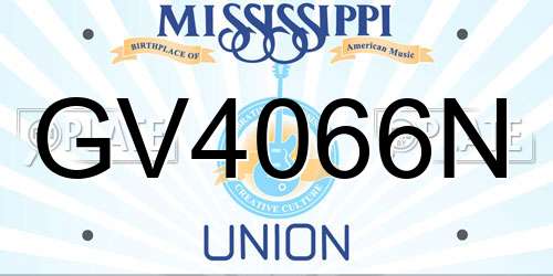 GV4066N Mississippi License Plate