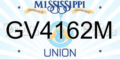 GV4162M Mississippi License Plate