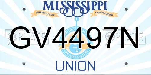 GV4497N Mississippi License Plate