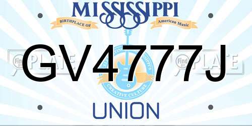 GV4777J Mississippi License Plate