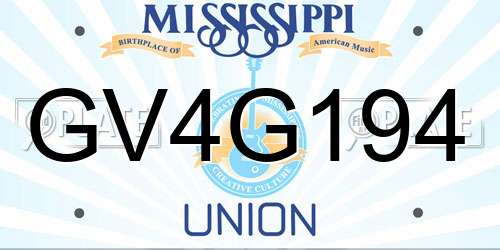 GV4G194 Mississippi License Plate