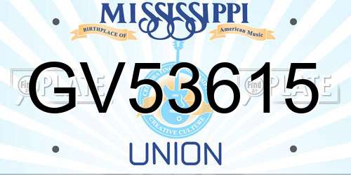 GV53615 Mississippi License Plate