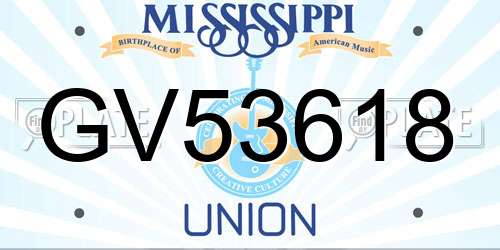 GV53618 Mississippi License Plate