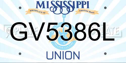 GV5386L Mississippi License Plate