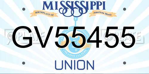GV55455 Mississippi License Plate