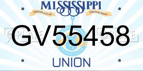 GV55458 Mississippi License Plate