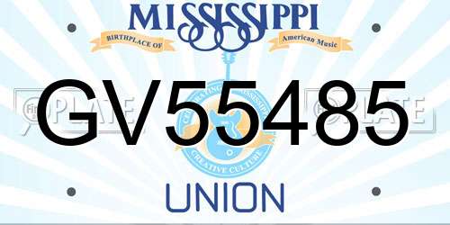 GV55485 Mississippi License Plate