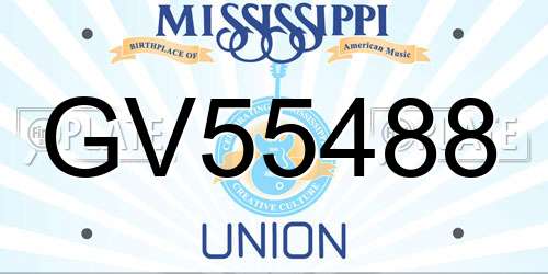 GV55488 Mississippi License Plate