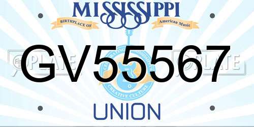 GV55567 Mississippi License Plate